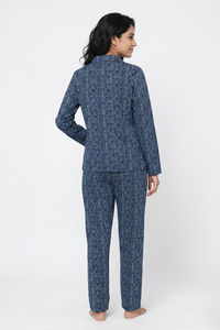 Zivame Farm Lore Knit Cotton Pyjama Set - Blue Depths — thumbnail 4